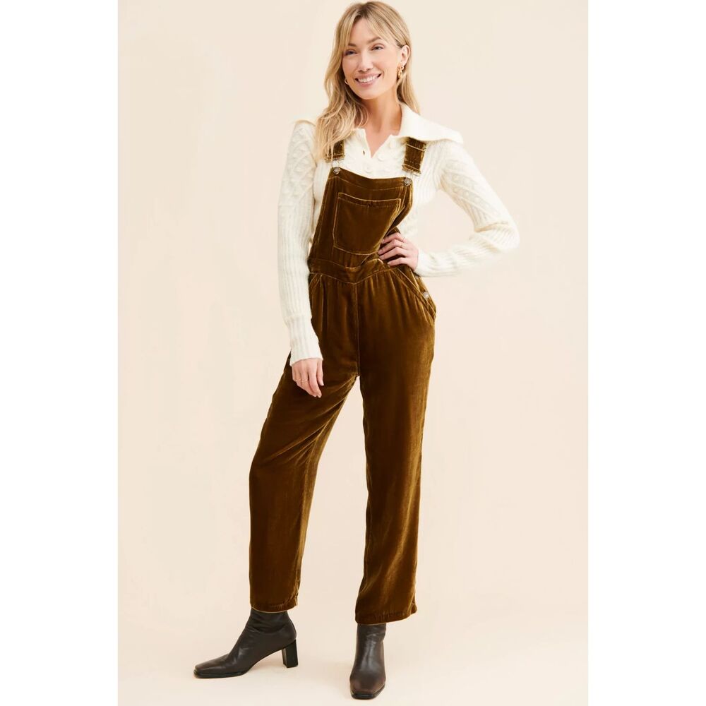 Faherty velvet overalls, size L